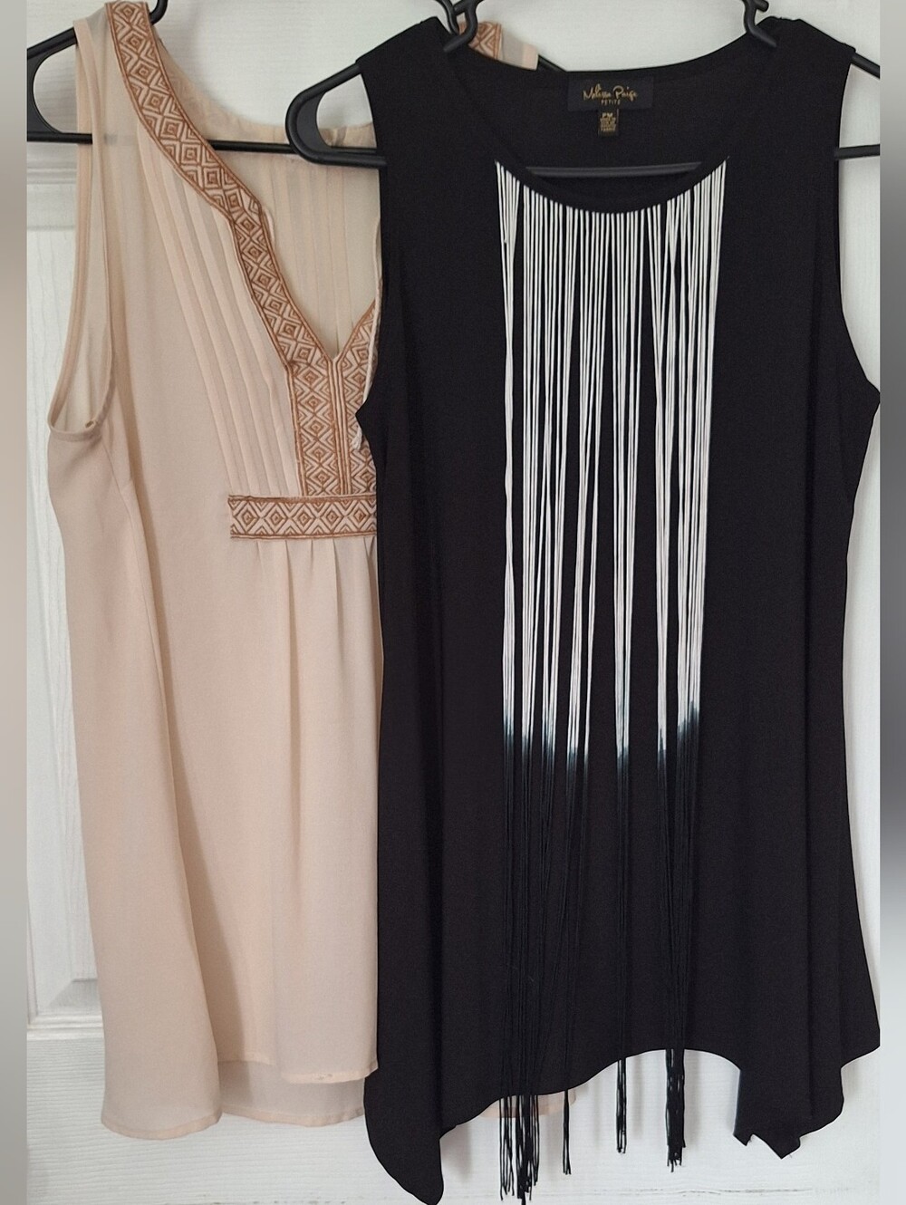 Blue Bird Embellished Tank & Melissa Paige Fringe Tunic Top Bundle Women's L/MP